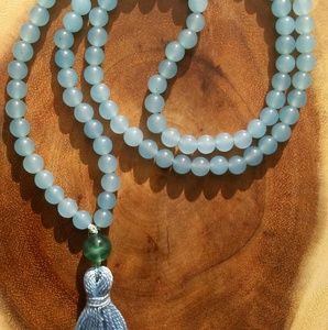 Mala necklace Chalcedony beads